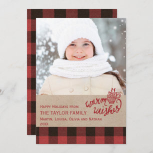 Cartes Pour Fêtes Annuelles Red Buffalo Plaid Christmas Photo