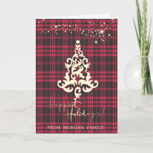 Cartes Pour Fêtes Annuelles Red Buffalo Plaid Christmas Tree Joyeuses Vacances