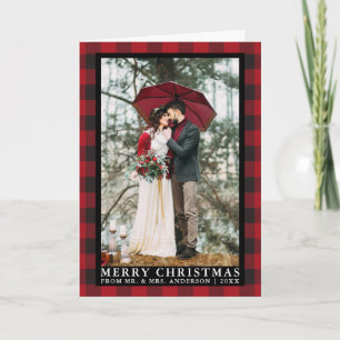Cartes Pour Fêtes Annuelles Red Buffalo Plaid Mariage photo Plier Noël
