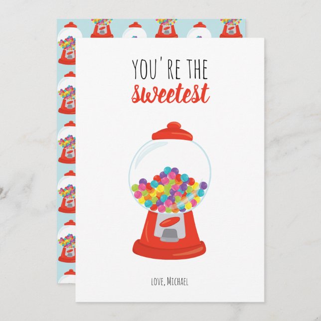 Cartes Pour Fêtes Annuelles Red Candy Gumball Sweest Valentine (Devant / Derrière)