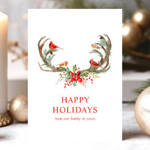 Cartes Pour Fêtes Annuelles Red Cardinal Birds Joyeux Vacances Cerfs Antlers