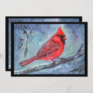 Cartes Pour Fêtes Annuelles Red cardinal watercolor design by Renee Lavoie
