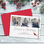 Cartes Pour Fêtes Annuelles Red Cardinal Woodland Winter Tree Multi 3 Photo<br><div class="desc">Simple cardinal rouge classique assis sur un simple bouleau d'hiver dans la solitude tranquille d'un oiseau d'hiver dans une forêt boisée. Un beau design minimaliste qui dépeint la simplicité de l'hiver. Ce design comprend Noël rouge cardinal élégant, collage multi-photo 3 trois, photo de famille aquarelle nature, photo cartes de Noël,...</div>