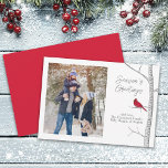 Cartes Pour Fêtes Annuelles Red Cardinal Woodland Winter Tree Multi One Photo<br><div class="desc">Simple cardinal rouge classique assis sur un simple bouleau d'hiver dans la solitude tranquille d'un oiseau d'hiver dans une forêt boisée. Un design magnifique et minimaliste qui dépeint la simplicité de l'hiver. Ce design comprend Noël rouge cardinal élégant, photo de famille collage 1 Un, photo de famille aquarelle nature, photo...</div>