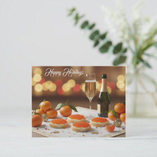 Cartes Pour Fêtes Annuelles Red Caviar, Tangerines, Champagne Custom Name