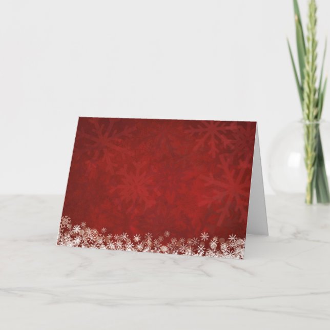 Cartes Pour Fêtes Annuelles red christmas background witsnowflakes, snow (Devant)