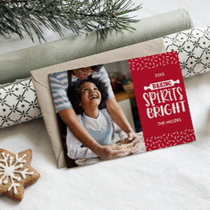 Cartes Pour Fêtes Annuelles Red   Christmas Baking Spiritueux Photo