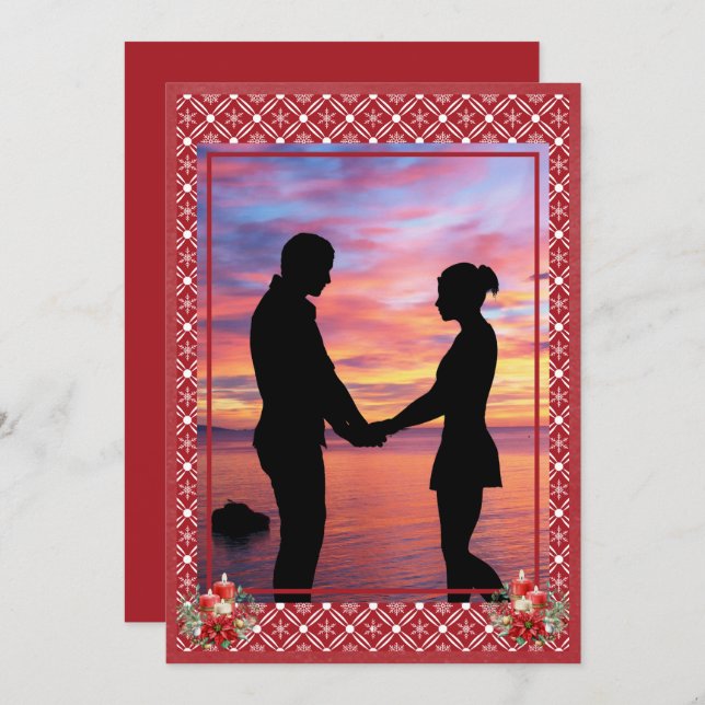 Cartes Pour Fêtes Annuelles Red Christmas One Photo Flèche de neige (Devant / Derrière)