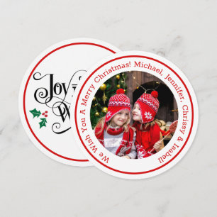 Cartes Pour Fêtes Annuelles Red Circle Photo Ajouter un message et des noms No