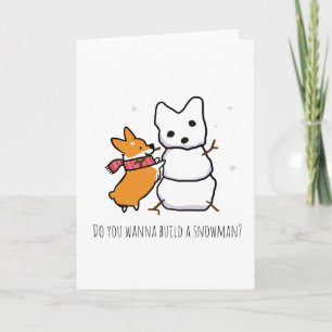 Cartes Pour Fêtes Annuelles Red Corgi Snowman   CorgiThings