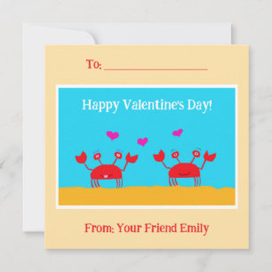 Cartes Pour Fêtes Annuelles Red Crabs Coeurs Amitié Enfants Saint-Valentin