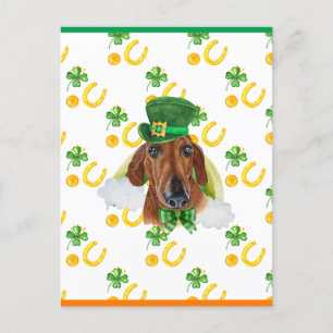 Cartes Pour Fêtes Annuelles Red Dachshund Shamrock St. Patricks Day