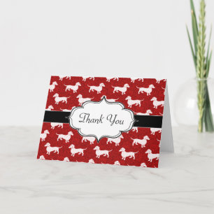 Cartes Pour Fêtes Annuelles Red Damask Dachshunds