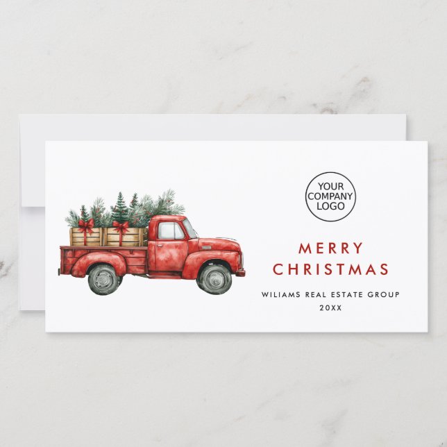 Cartes Pour Fêtes Annuelles Red Farm Truck Noël Accueil d'entreprise (Devant)