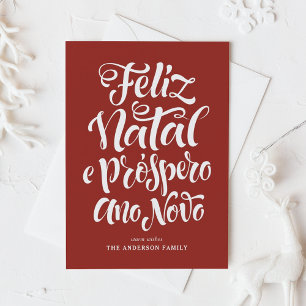 Cartes Pour Fêtes Annuelles Red Feliz Natal e Próspero Ano Calligraphie