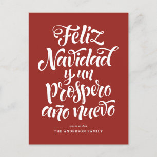 Cartes Pour Fêtes Annuelles Red Feliz Navidad Calligraphie moderne