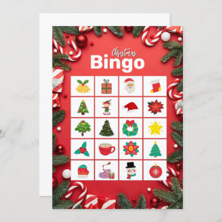 Cartes Pour Fêtes Annuelles Red Festin Fun Christmas Bingo Card