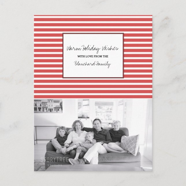 Cartes Pour Fêtes Annuelles Red Festive Stripes Holiday Photo (Devant)