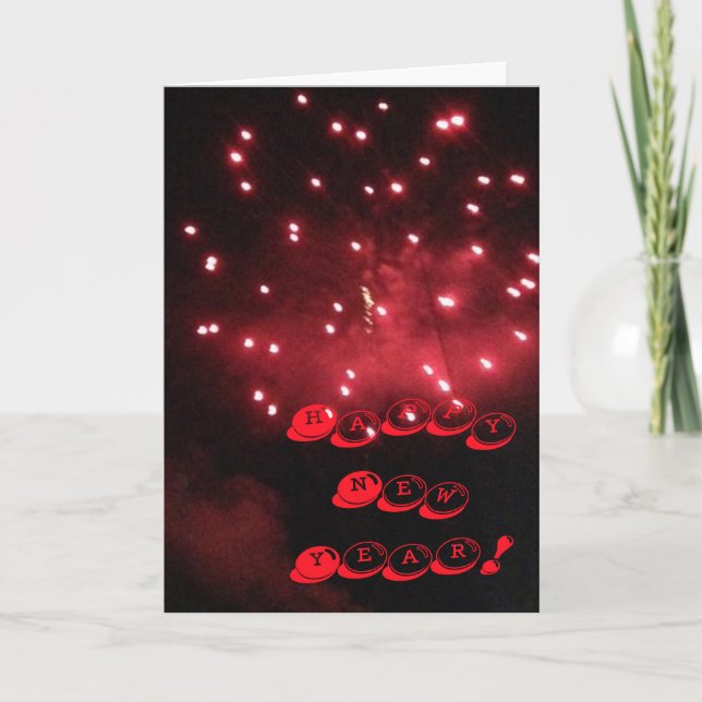 Cartes Pour Fêtes Annuelles Red Fireworks Happy New Year Greeting Cards (Devant)