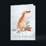 Cartes Pour Fêtes Annuelles Red Fox Christmas Winter Woodland Scene<br><div class="desc">Watercolor painted red fox in an icy winter woodland holiday scene.</div>