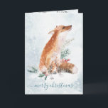 Cartes Pour Fêtes Annuelles Red Fox Christmas Winter Woodland Scene<br><div class="desc">Watercolor painted red fox in an icy winter woodland holiday scene.</div>