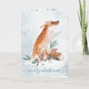 Cartes Pour Fêtes Annuelles Red Fox Christmas Winter Woodland Scene