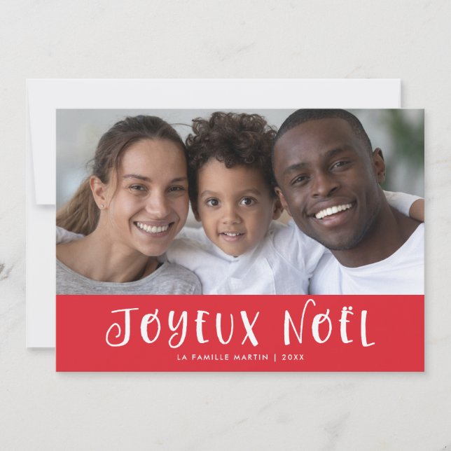 Cartes Pour Fêtes Annuelles Red French Joyeux Noel avec photo (Devant)
