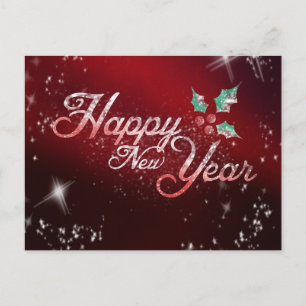 Cartes Pour Fêtes Annuelles Red Frost Holly Bonne année