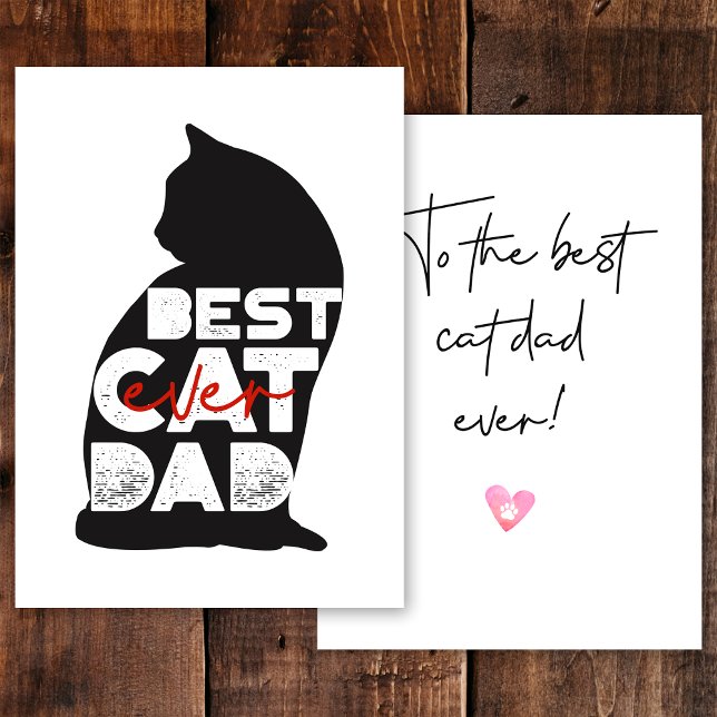 Cartes Pour Fêtes Annuelles Red Funny Fête des pères Meilleur Chat Papa Jamais (Créateur téléchargé)