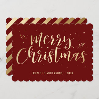 Cartes Pour Fêtes Annuelles Red Gold Calligraphy Joyeux Noël