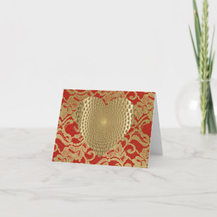 Cartes Pour Fêtes Annuelles Red & Gold Faux Lace Golden Prismatic Heart
