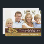 Cartes Pour Fêtes Annuelles Red Gold Poinsettia Photo Christmas Cards<br><div class="desc">Elegant red and gold poinsettia photo Christmas cards. This beautiful red and gold damask with gold poinsettia photo holiday card is easily customized by simply choosing the "Customize it!" button to begin adding your photo,  details,  font style,  font size & color,  and wording.</div>