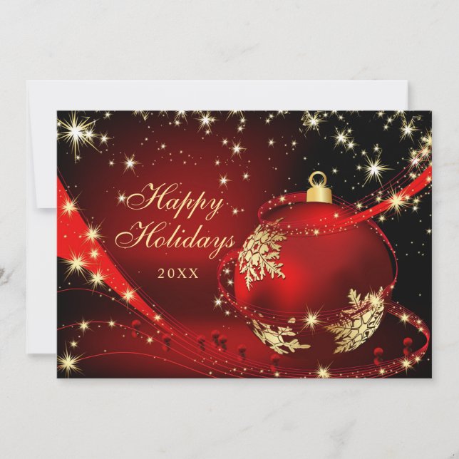 Cartes Pour Fêtes Annuelles Red Gold Sparkle Christmas Ball Salutation d'entre (Devant)