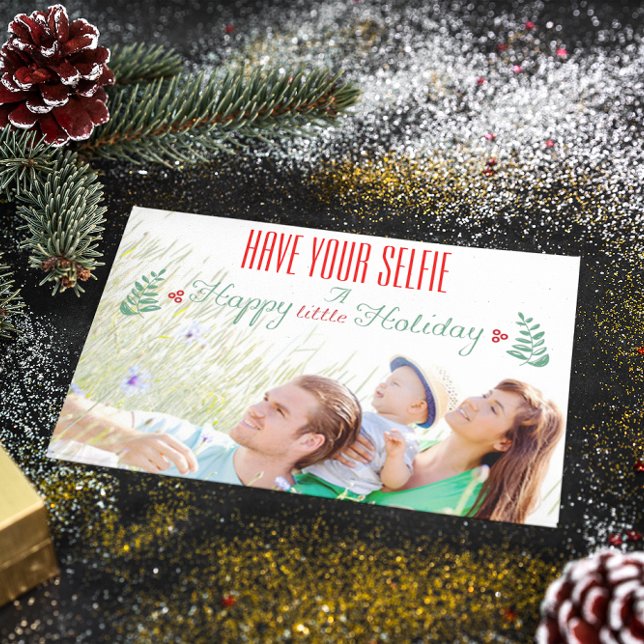 Cartes Pour Fêtes Annuelles Red Green Ayez Votre Selfie Un Joyeux Petit Vacanc (Créateur téléchargé)