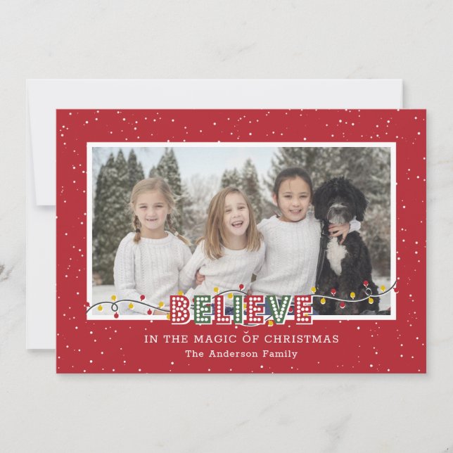 Cartes Pour Fêtes Annuelles Red Green Believe In the Magic Christmas Photo (Devant)