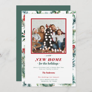 Cartes Pour Fêtes Annuelles Red Green Holidays Frame New Home Photo élégante
