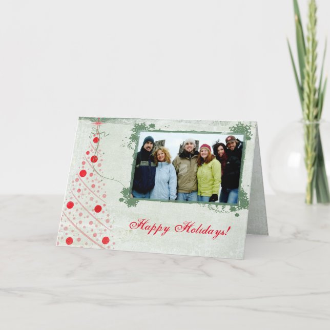 Cartes Pour Fêtes Annuelles Red Green Merry Christmas Card With Your Photo (Devant)