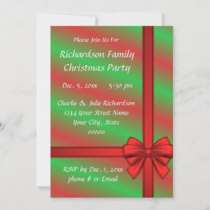Cartes Pour Fêtes Annuelles Red Green Wrapped Cadeau de fête de vacances Invit