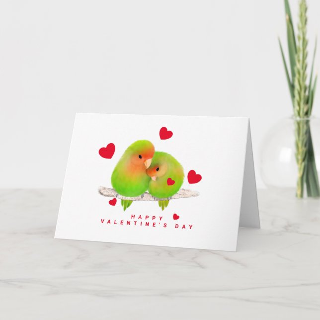Cartes Pour Fêtes Annuelles Red Heart Lovebirds Valentine's Day Cards (Devant)