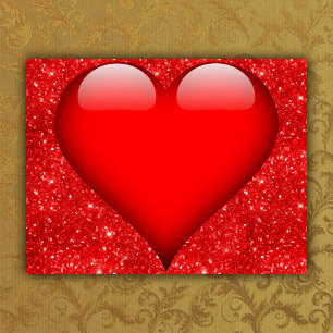 Cartes Pour Fêtes Annuelles Red Heart, Parties scintillant rouge Valentine