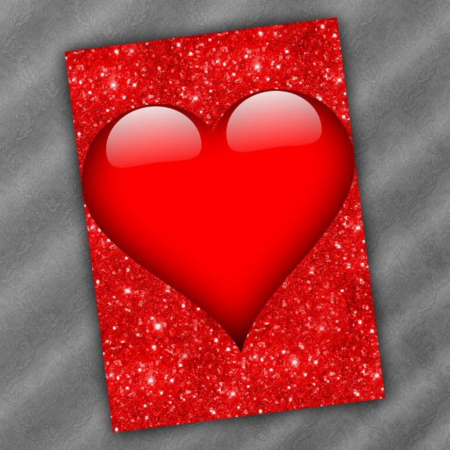 Cartes Pour Fêtes Annuelles Red Heart, Parties scintillant rouge Valentine (Créateur téléchargé)