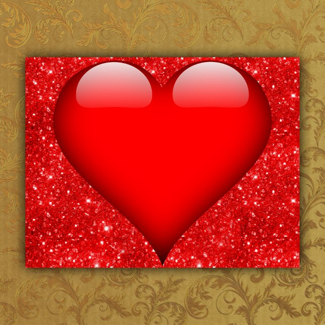 Cartes Pour Fêtes Annuelles Red Heart, Parties scintillant rouge Valentine (Créateur téléchargé)