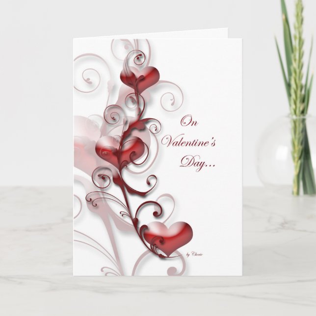 Cartes Pour Fêtes Annuelles Red Heart Swirls Valentine's Day Greeting Card (Devant)