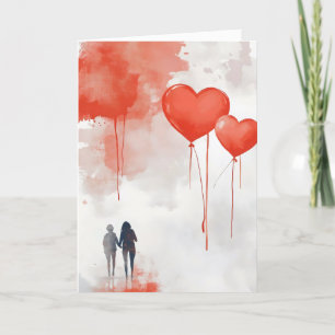 Cartes Pour Fêtes Annuelles Red Hearts Couple Love