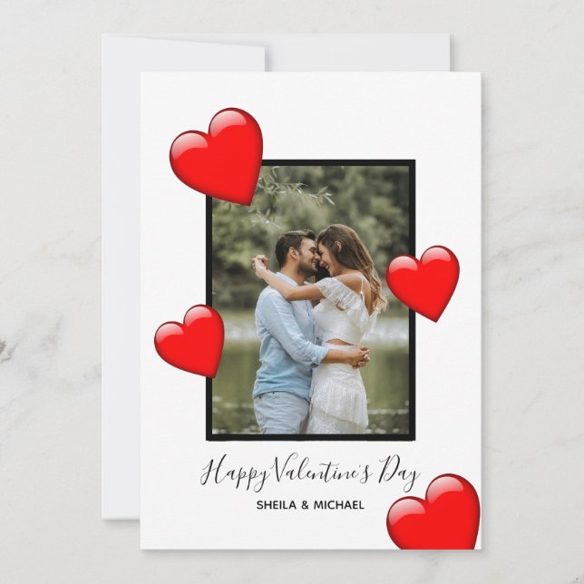 Cartes Pour Fêtes Annuelles Red Hearts White Happy Valentine's Photo (Devant)