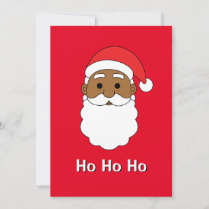 Cartes Pour Fêtes Annuelles Red Ho Ho Ho Famille Santa Claus afro-américaine