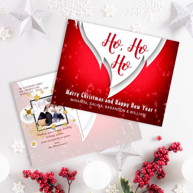 Cartes Pour Fêtes Annuelles Red Ho Ho Ho Noël & Nouvel An Photo Greys (Créateur téléchargé)