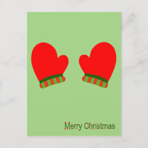 Cartes Pour Fêtes Annuelles Red Holiday Mittens (Joyeux Noël)