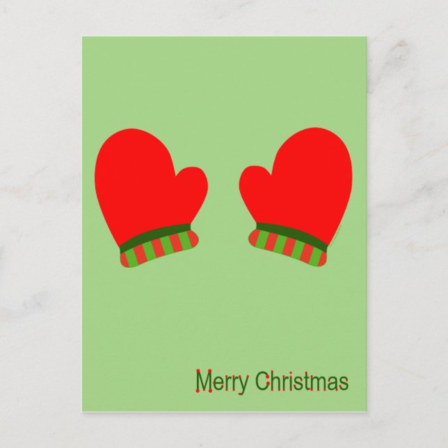 Cartes Pour Fêtes Annuelles Red Holiday Mittens (Joyeux Noël) (Devant)
