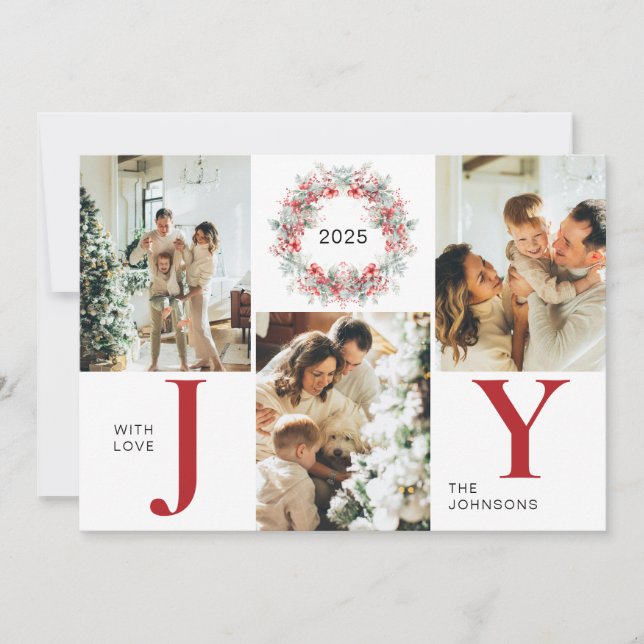 Cartes Pour Fêtes Annuelles Red Holly Berries 3 Photo Joie Noël (Devant)